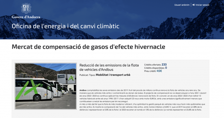 La web en què consten els projectes del mercat.